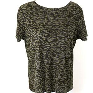 NICOLA Tiger Print Green Black Stretch Top Large